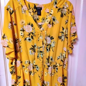 2x Floral Lightweight Yellow Blouse